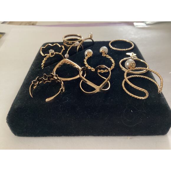 4065 NIP 12 Piece Goldtone Stacking Ring Set Gold Dainty Boho Vintage Bohemian - Picture 2 of 3